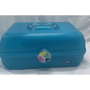 Caboodles RARE Blue Sparkle On The Go Girl Classic Cosmetic Makeup Travel Case